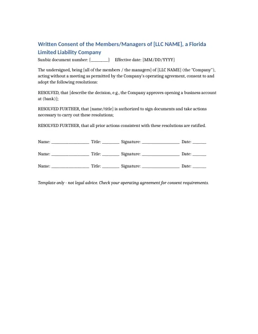 Written consent template