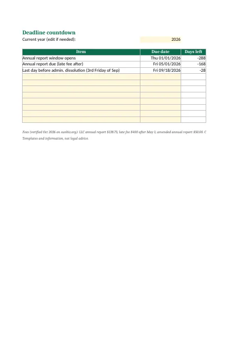 Records log workbook